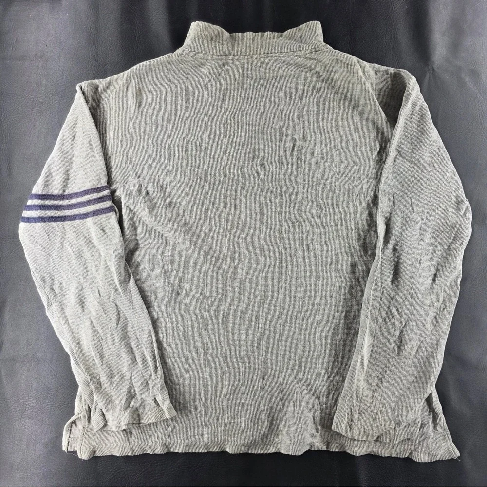 Adidas Mens Vintage Grey Waffle Knit Quarter Zip Pullover Long Sleeve Shirt L